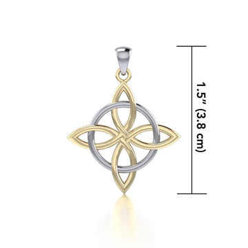 Celtic Quaternary Knot Silver and 14K Gold accent Pendant TPV554 - Jewelry
